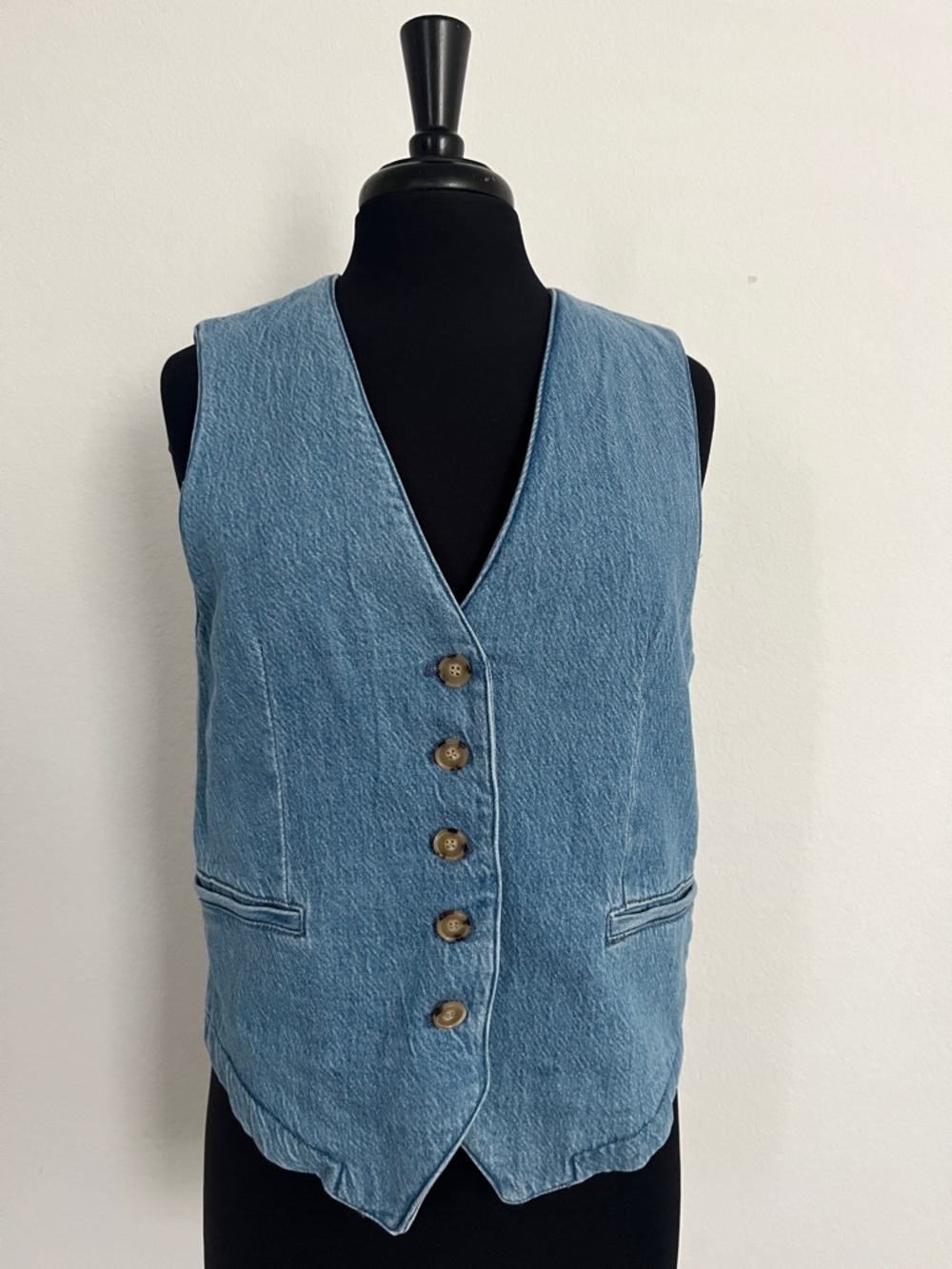 ZARA Light Wash Denim Button Vest
